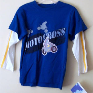 MOTOCROSS BOYS TEE Sweet Potatoes NWT LAYERED Blue & White Youth 5 ,6 COOL SHIRT
